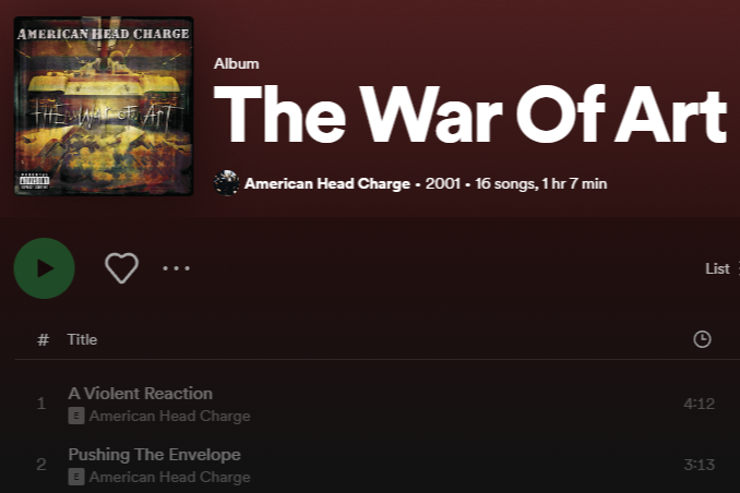 American Head Charge’s "The War Of Art" Removed from Streaming Services