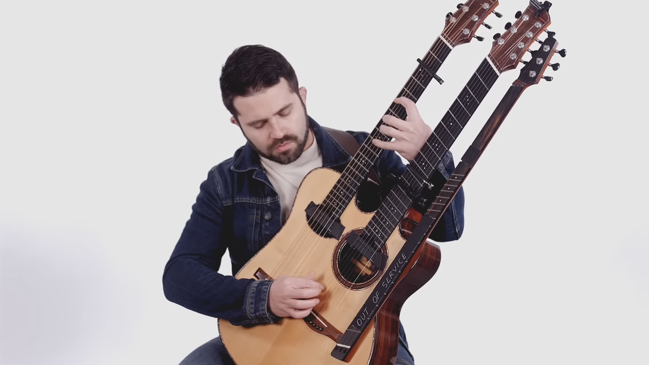 Luca Stricagnoli Covers "Behind Blue Eyes" On Custom Triple-Neck Guitar